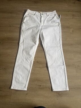 SOFT SURROUNDINGS Ultimate Denim Fly Front Ankle Skinny Jeans Size 10 White NWT